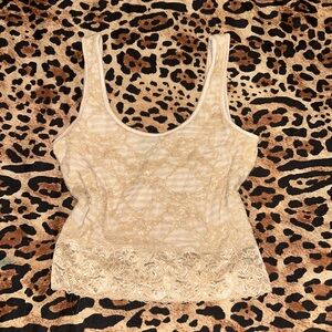 Wet Seal Lace Tank Top in Beige